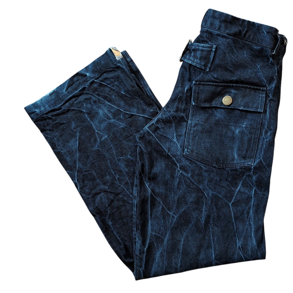 K&R London Acid Wash Wide Leg Denim Jeans  Low Rise